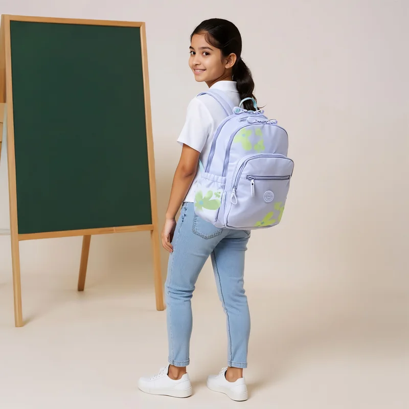 مارشملو Backpack-Petals-2 Cmprt-Girls- (Polyester) Blue \ 33X43X16